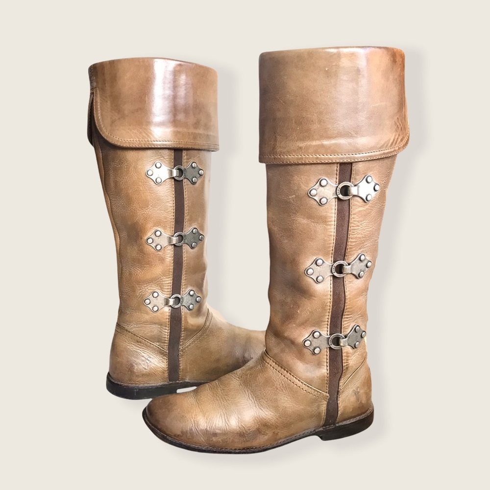 RARE Frye Paige Clovertab Vintage Leather Boots - Picture 15 of 16